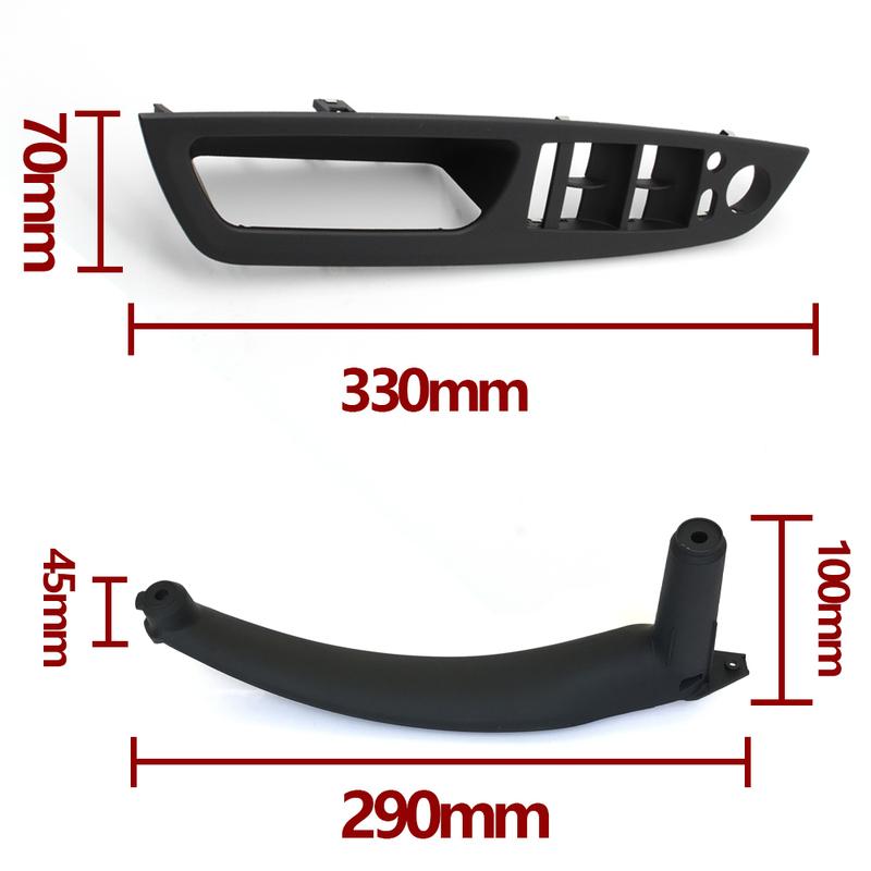 4PCS Set Car Front Driver Door Handle Armrest Cover Interior Door Pull Handle Panel Trim Cover For BMW X5 X6 E70 E71 2007-2013