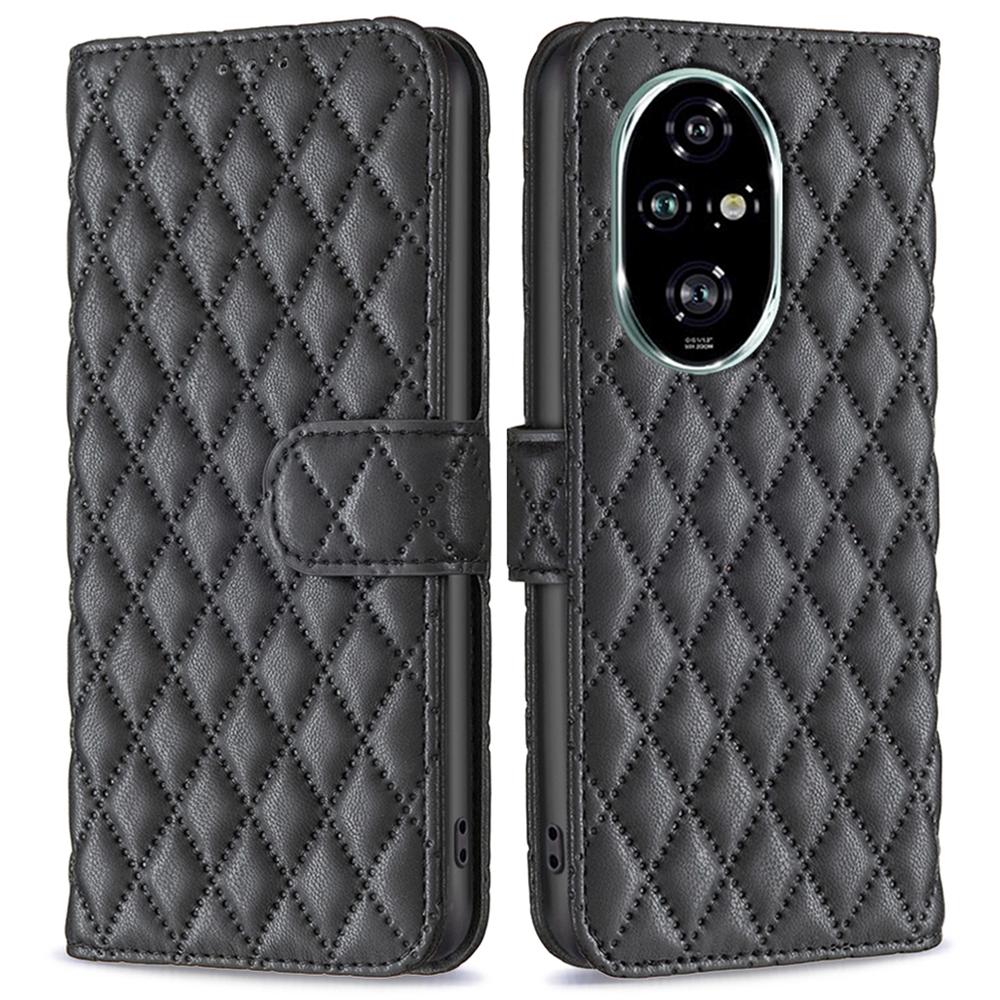 

For Honor 200 Pro 5G Wallet Case Rhombus Leather Phone Cover Black