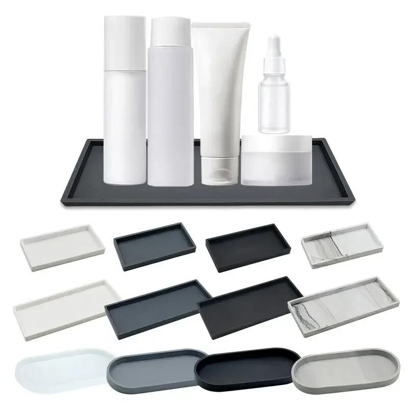 Bathroom Tray Countertop Silicone Vanity Tray Cosmetic Perfume Organizer Tray Vanity Sink Tray Key Accessories Tray New