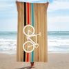 Holzfahrrad Strandtuch, Weiches Mikrofaser Schnelltrocknendes Übergroßes Badetuch, Retro Sommer Pooldecke 1 Stück