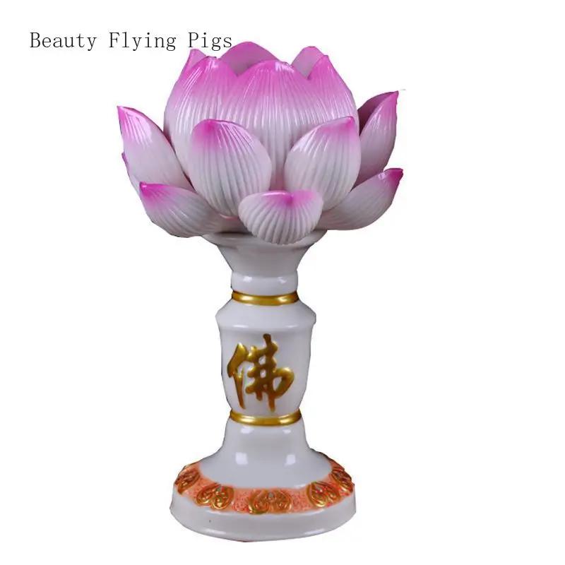 Chinesische klassische handgefertigte Keramik-Kerzenständer, simulierter Buddha-Kerzenständer, für den Haushalt, dauerhafte Kerze, buddhistisches Zubehör, 2 Stück