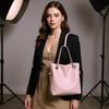 Women's Fashion Bucket Bag with Chain Strap Black Leather Shoulder Bag for New In PU Letter Decoration Small Underarm Shoulder