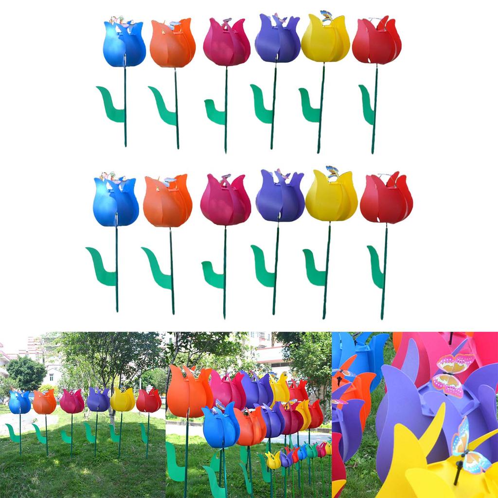 Flower Windmill Playset Toy for Spinners Faux Flower Artificial Windmill Outdoor Decors Pinwheels Yard Adornments