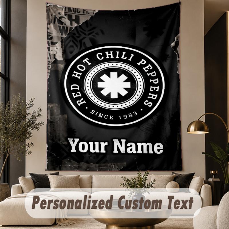 Custom Text Tapestry Red Hot Chili Peppers Print Wall Tapestry Indoor Living Room Wall Decor