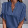 Women's Summer Solid Colour V-Neck Strapless Loose Linen Shirt Top Women