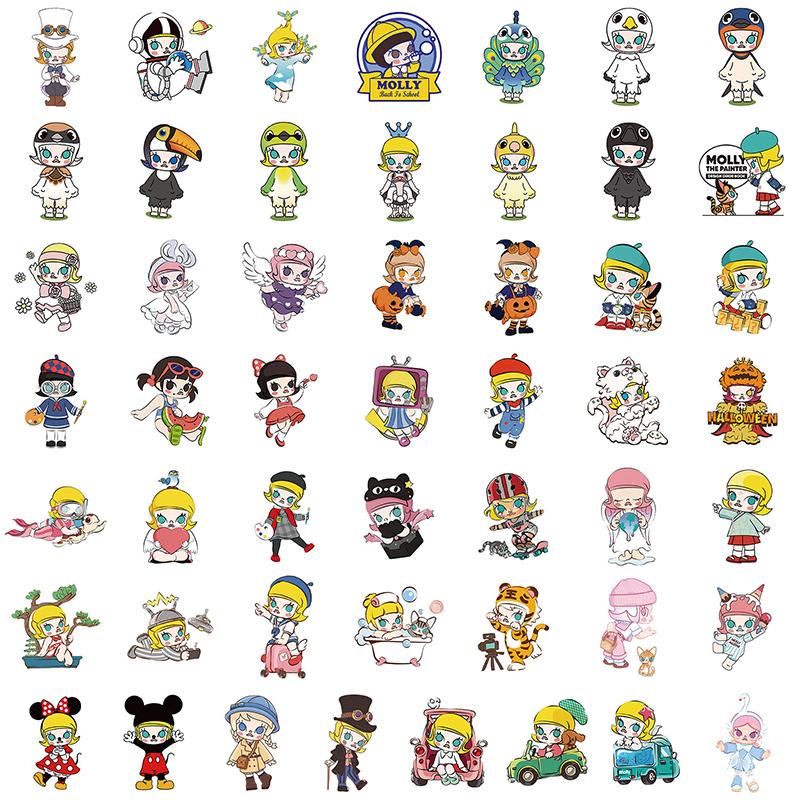 50Sheets/Set Cute Labbubu Stickers For Kids Cartoon Bubble Matt Graffiti Sticker