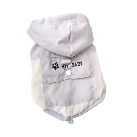 

Dog Sun Protection Clothing Hooded And Traction Dog Jacket with D-ring Breathable UV Blocking Windproof Head Protection Pet S серый