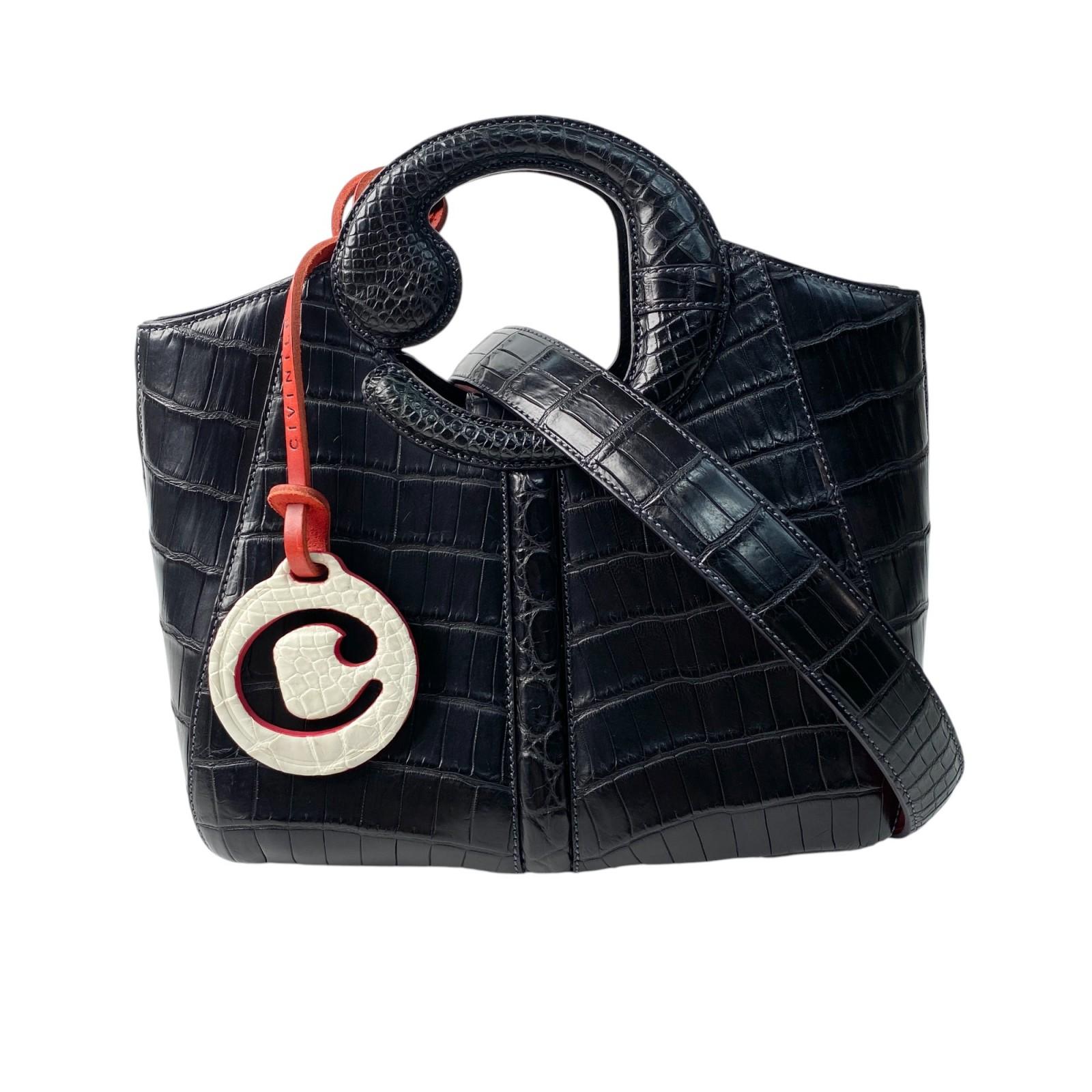 

Used Shoulder Bag black/Red Crocodile Women