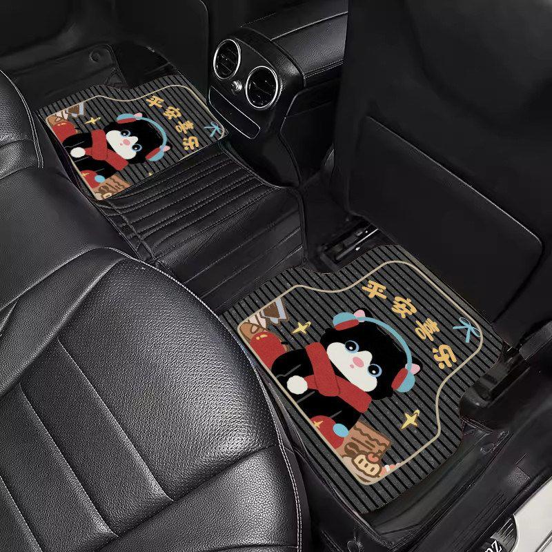 Cartoon Car Floor Mats, Decorative Mats, Non-Slip, Water-Absorbent, Festive Atmosphere Floor Mats, Can Be Cut, Simple New Year Car Mats