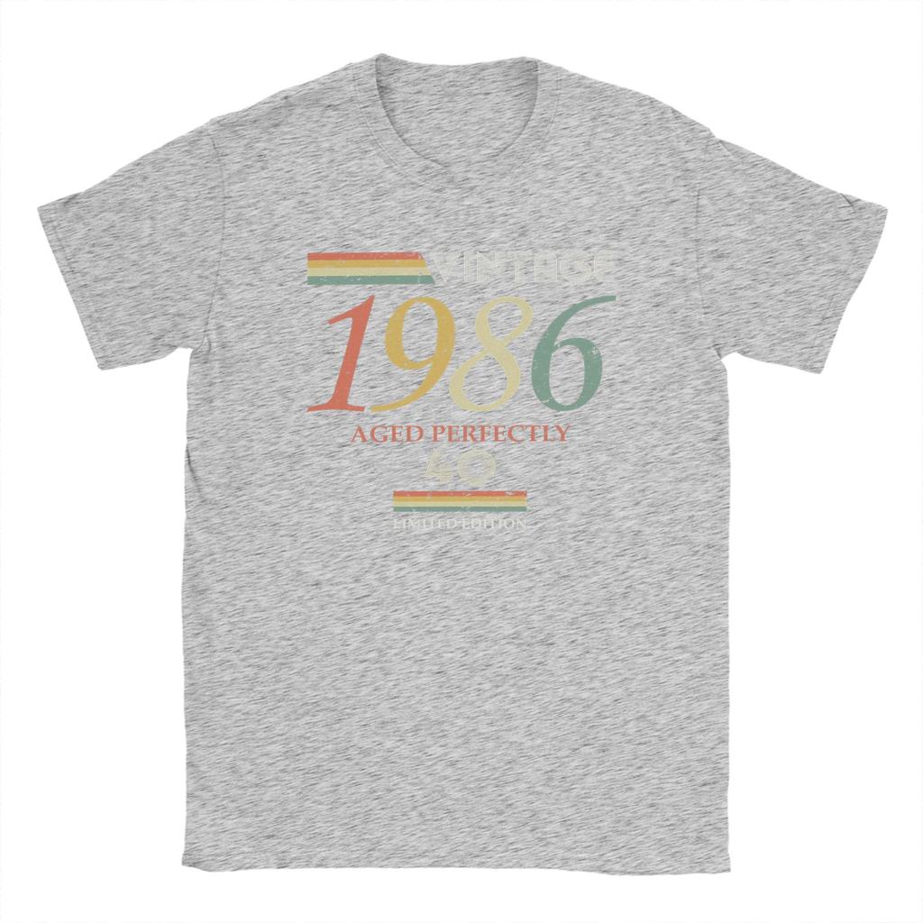 Streetwear TShirt Summer Vintage 1986 40th Birthday Aged Perfectly Gift Novelty T Shirts Cotton Tee Shirt for Couple Top Tees