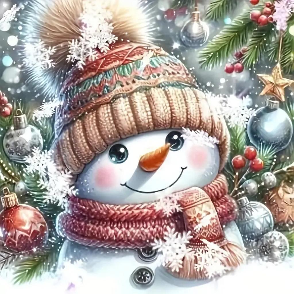 DIY Full Round Diamond Painting Cross Stitch Merry Christmas Santa Claus Snowman Home Decoration Arts Diamond Painting 5d Diamond Art Painting