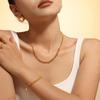18K Gold-Plated Titanium Steel Necklace & Bracelet Set with Round Bead Spacer & Diamond Tassel