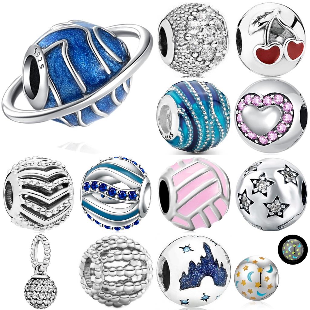 Roundness Copper Colorful Zircons Universe Stars Love Charm Bead Charms Compatible With Authentic Bracelets Accessory Do It Yourself Jewellery