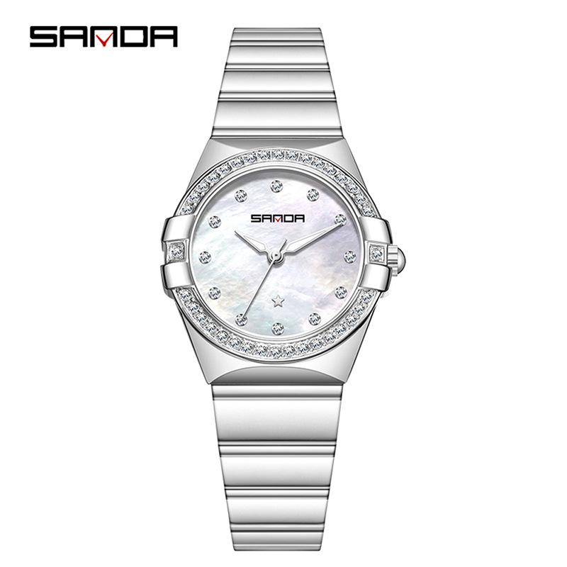 Sanda Luxury Women's Quartz Wristwatch - Lightweight, Trendy, Diamond Inlaid, Casual, Waterproof.