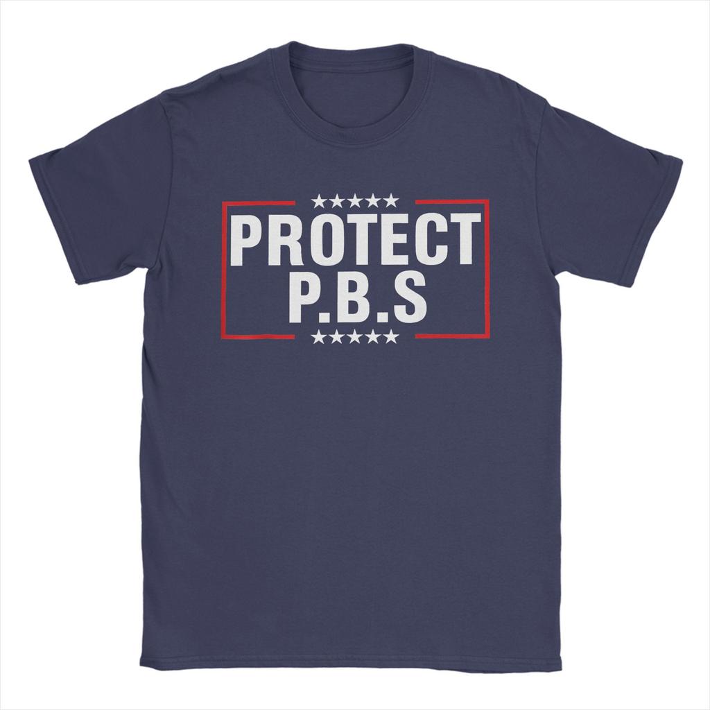 Novelty Protect P.B.S Save Public Broadcasting Service T-Shirt for Men Round Neck Cotton T Shirt  Short Sleeve Tees New Clothing