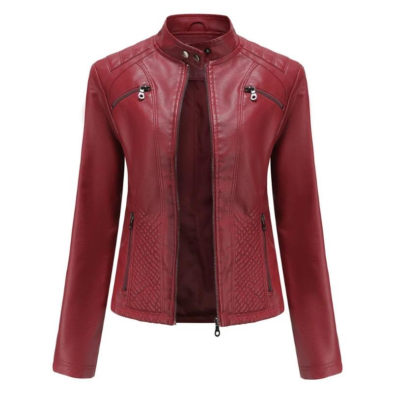 

Lavender Purple Women s Long Sleeve Jacket Fashion Motorcycle Jackets Red Coat Black Outerwear XS червоний
