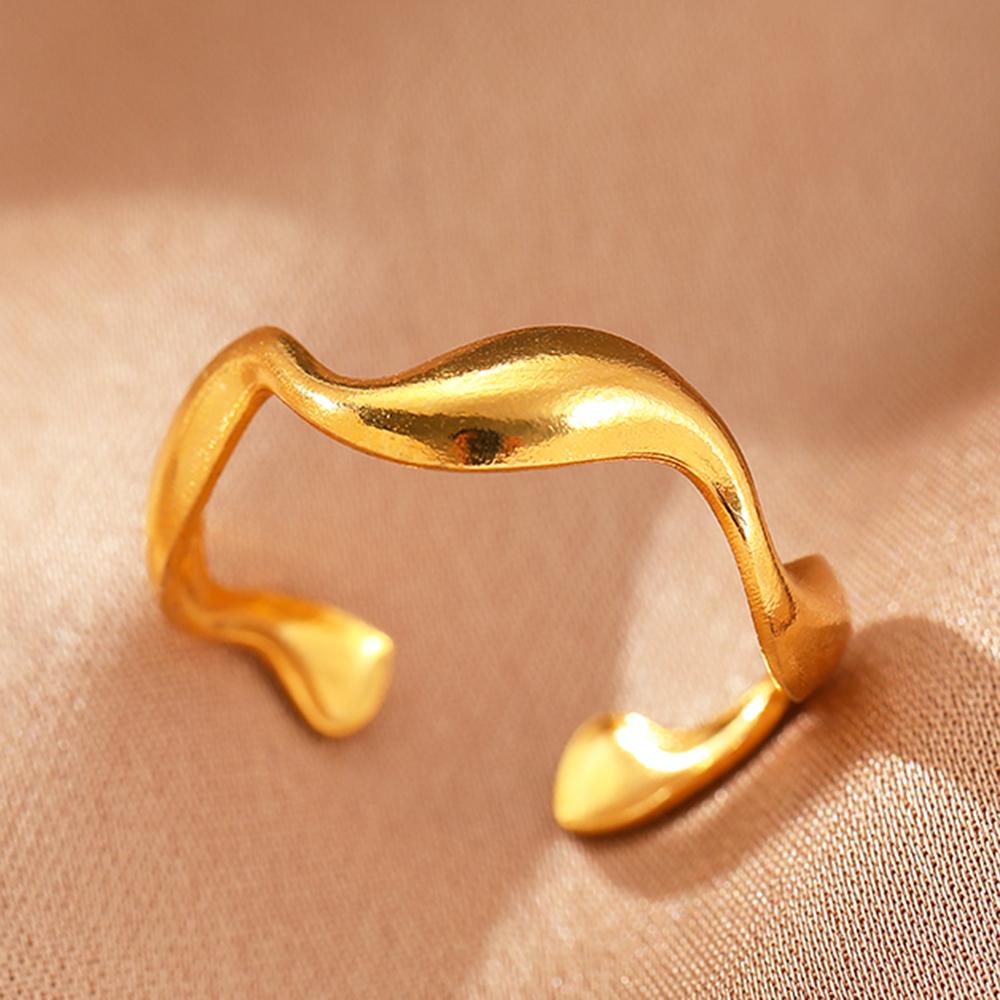 Anéis de Aço Inoxidável Mais Simples Geométricos Moda Vintage Finos Ajustáveis Abertos Para Mulheres Joias Casamentos Presentes Novos Tendência
