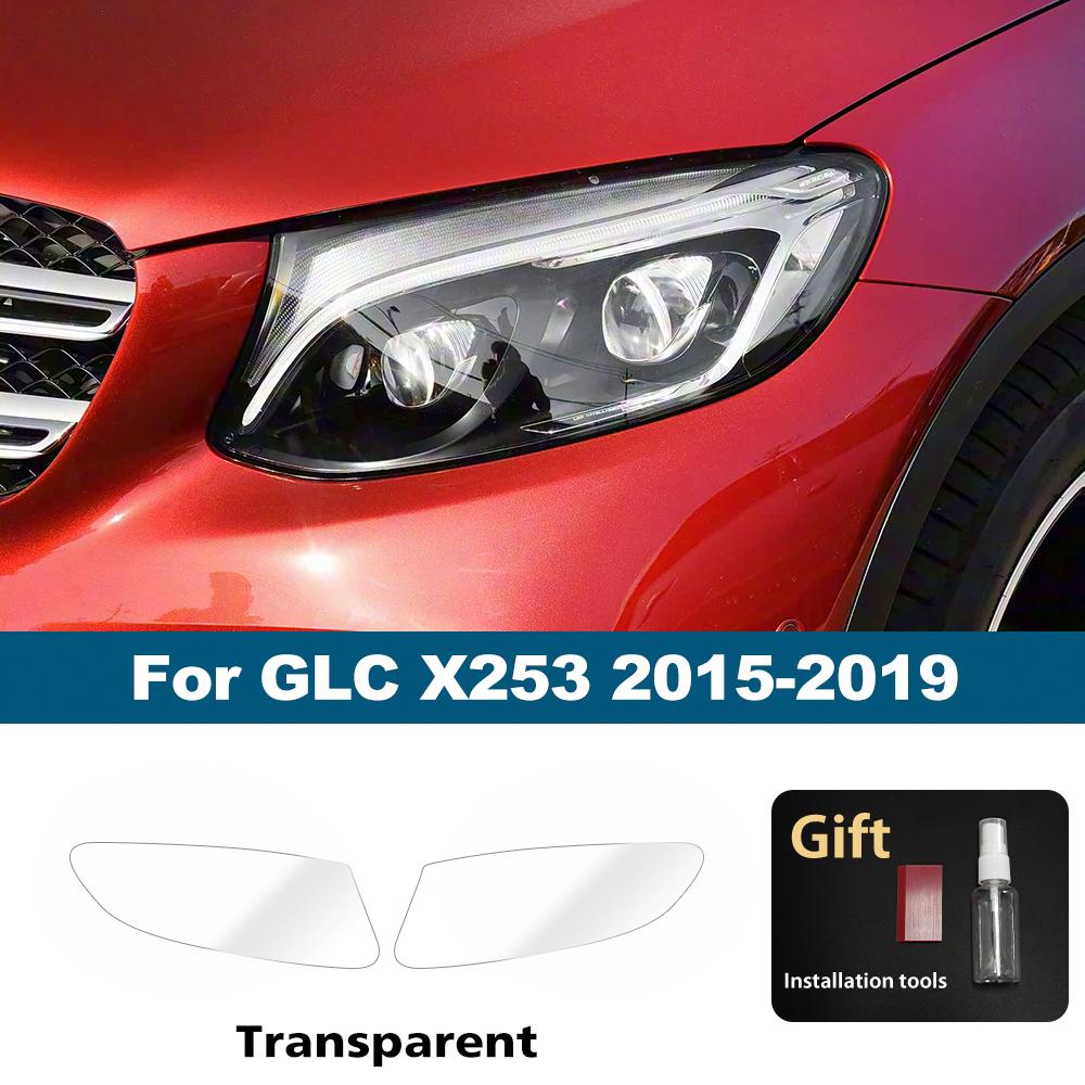For Mercedes Benz GLA/GLB/GLC/GLK/GLE/GLS Pre-Cut TPU Headlight PPF Smoke Black High Gloss Anti-Scratch Protective Vinyl Wrap
