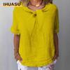 Women's Fashion Casual Solid Color Print Short Sleeve O-Neck Blouses & Shirts