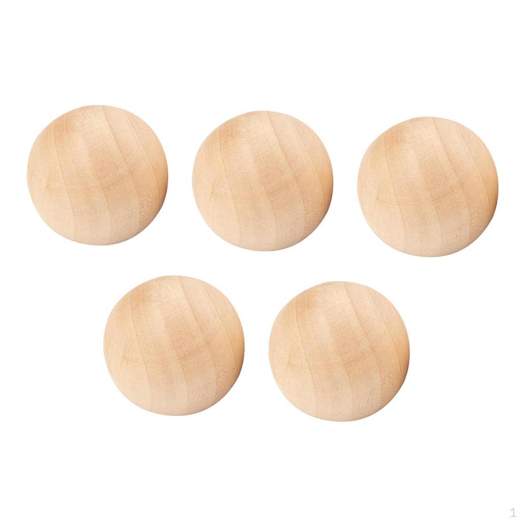 5 Pieces Wooden Balls for Crafts and DIY Projects Decor Ornaments Handmade Unpainted Parts