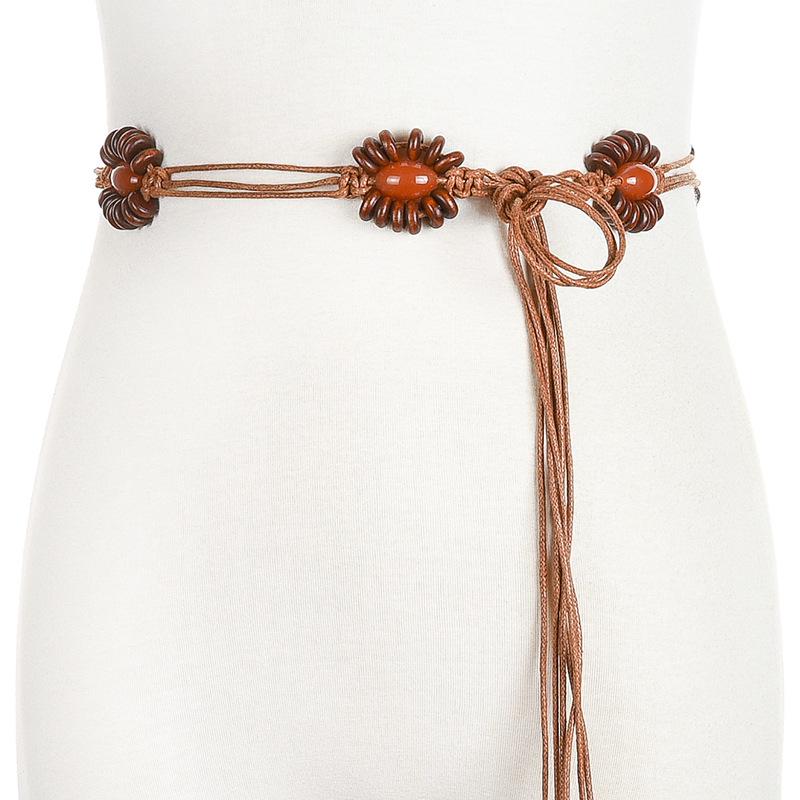 Bohemian Ethnic Wax Rope Woven Waist Belt 60-80 cm