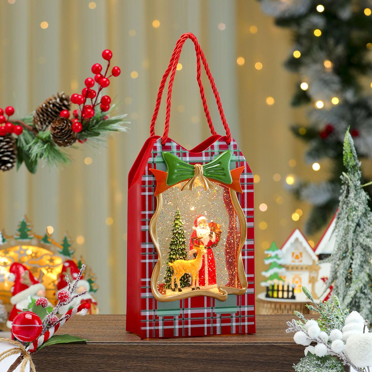 Luminous Christmas Snow Globe Music Box with Gift Box and Night Light Ornament Display
