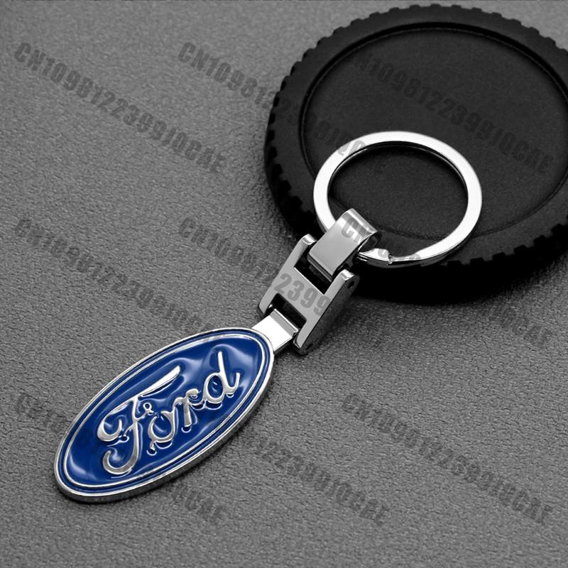AAAMJ1 For Ford Focus MK3 Ranger Fiesta S-Max Mondeo MK4 Kuga Badge Emblem 3D Metal Key Rings Car Key Chains Pendant Holder Accessories