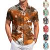 Camicia Hawaiian Casual da Uomo a Vestibilità Larga, Manica Corta, Bottoni, Stampa Tropicale, Leggera, Estiva, per Vacanze al Mare e Uso Quotidiano
