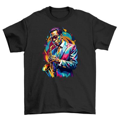Retro_7 Saxophone Player Tee - Jazz It Up In Style! 100% Cotton, Unisex Design,