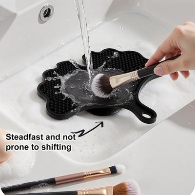 Silicone Makeup Brush Cleaning Mat with Suction Cups Non-slip Portable Travel Ginkgo Leaf Shape Cosmetic Brush Tools Cleaning Pad