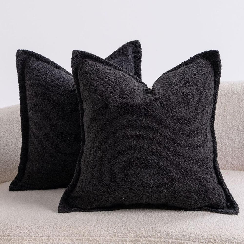 Boucle Textuur Kussenhoezen Effen Accent Kussenhoezen Met Randdetail Voor Slaapkamer Woonkamer Bank Huisdecoratie 1pc 45X45cm