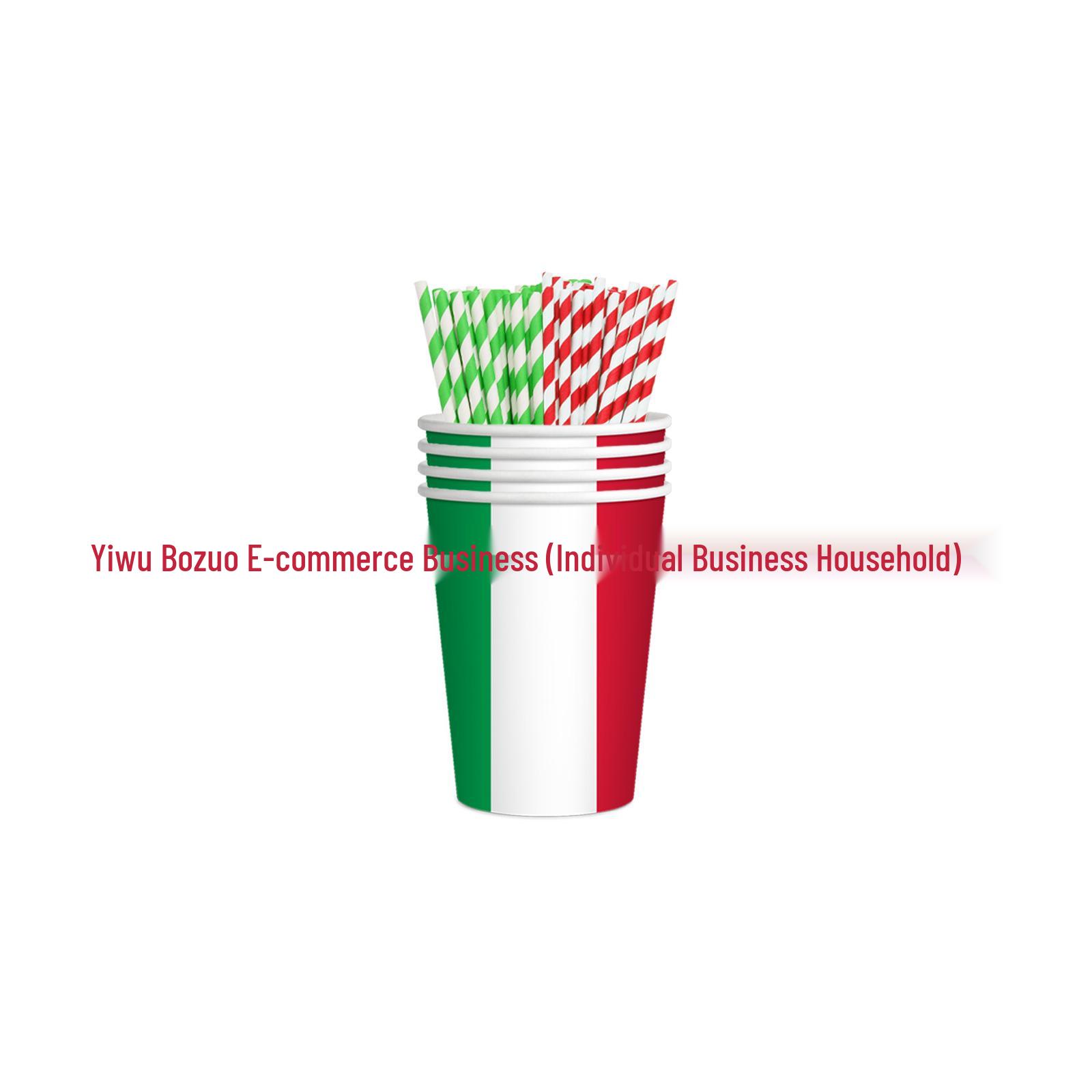 

Italian Flag Theme Kids Party Paper Plate Set with Napkins and Tablecloth.