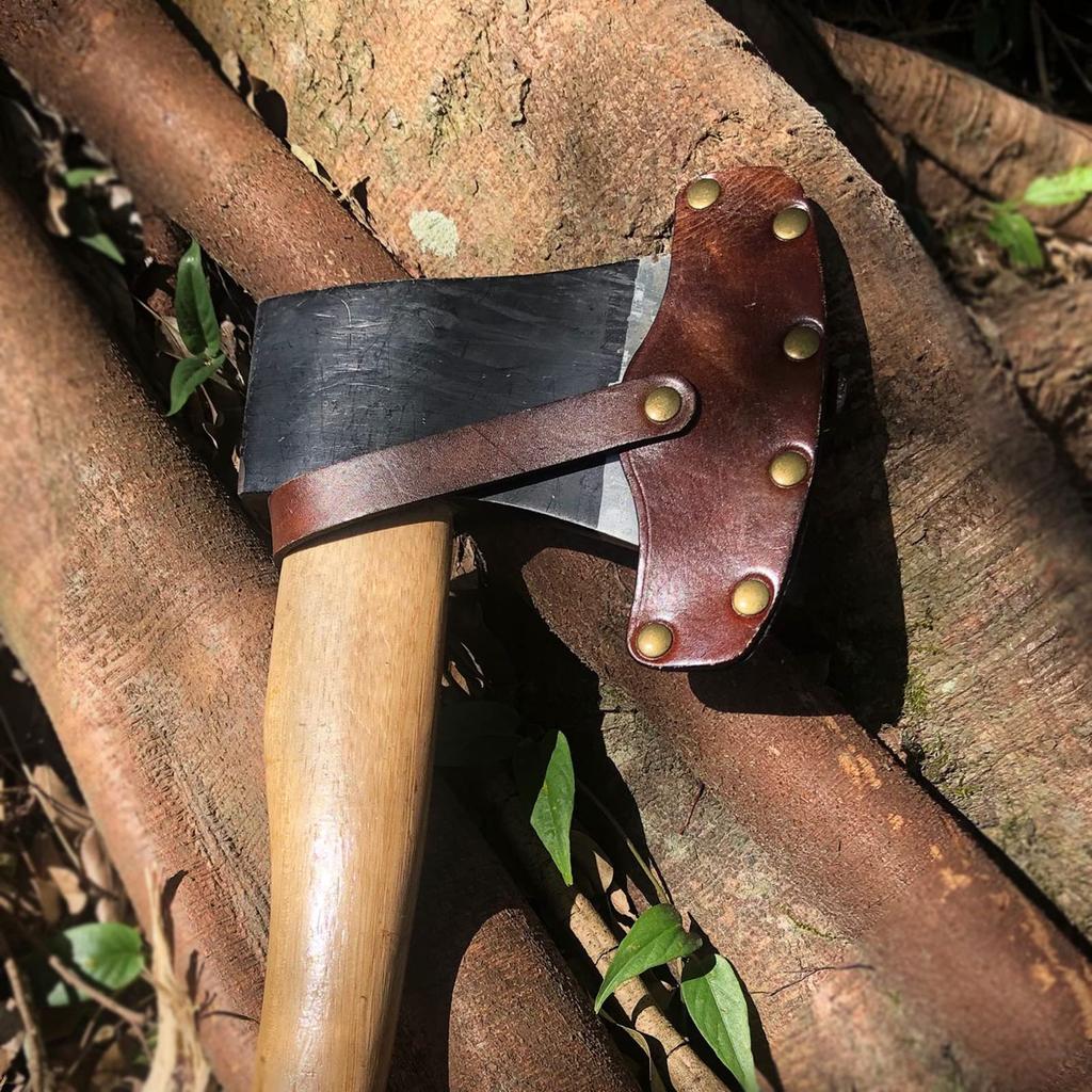 TOURBON Beilklingenabdeckung und Scheide aus echtem Leder,