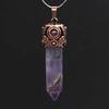 Retro Antique Brass Chakra Hexagonal Prism Natural Stone Quartz Crystal Stone Healing Pendulum Pendant Jewelry For Women Men