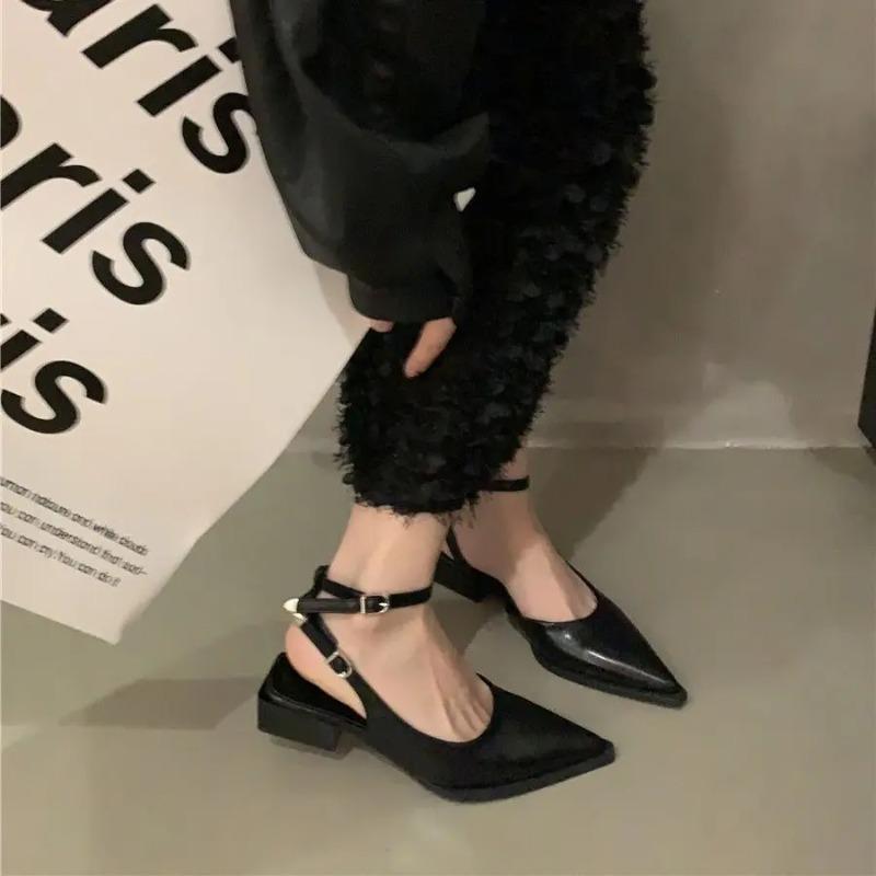 Trendy Design with Heel Shoes 2024 Summer New Daily Low Heel Solid Color Simple Luxury Women's Shoes Sandalias Zapatos De Mujer