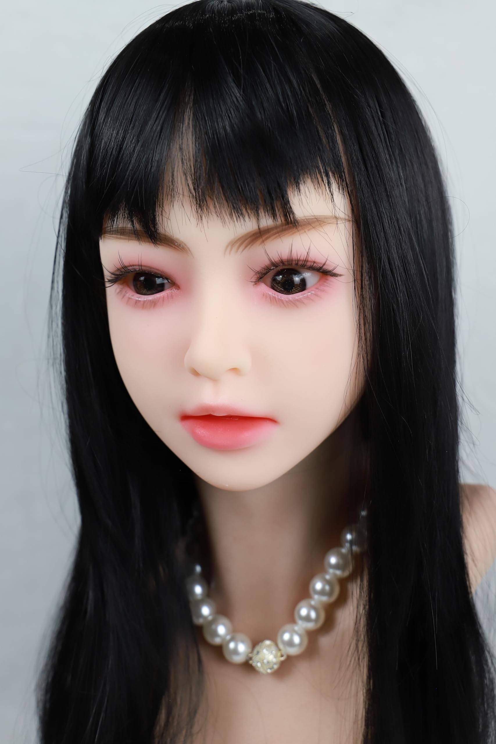 

Figure Head Only High Quality TPE Head Head Only Wig Type 2 Types of Connection Wig Type Black Hair #224-Long