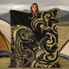 Gold and Black Horse Racing Pattern Blanket for Sofa Bed Travel Camping Living Office Conditioning Blanket for All Seasons Gifts