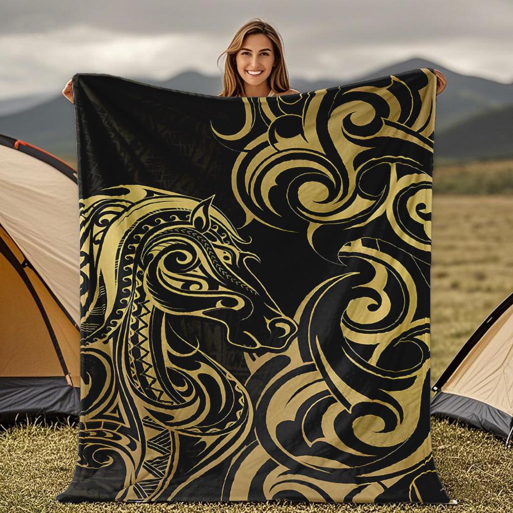 

Gold and black horse racing pattern Blanket for Sofa Bed Travel Camping Living Office Conditioning Blanket for All Seasons Gifts 75x100cm