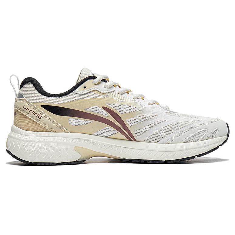 Li Ning Slip Resistant Abrasion Resistant Low Top Running Shoes Men's White Yellow ARXT011-2