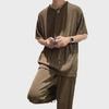 Men's Ice Silk Casual Two-Piece Summer Set: Short-Sleeve T-Shirt & Trousers Sportswear