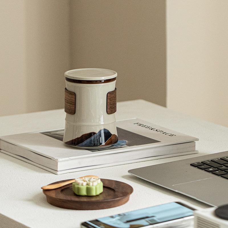 Hochwertige Keramik Teetasse mit großem Fassungsvermögen, Becher, Büro-Tee-Trenntasse, Haushalts-Teeset, Trinkbecher