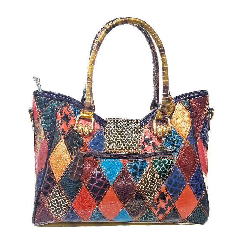 Women'S Bag Wind Tote Bag Snake Pattern Rhombus Sheepskin Shoulder Messenger Bag Large Capacity Bag Women
