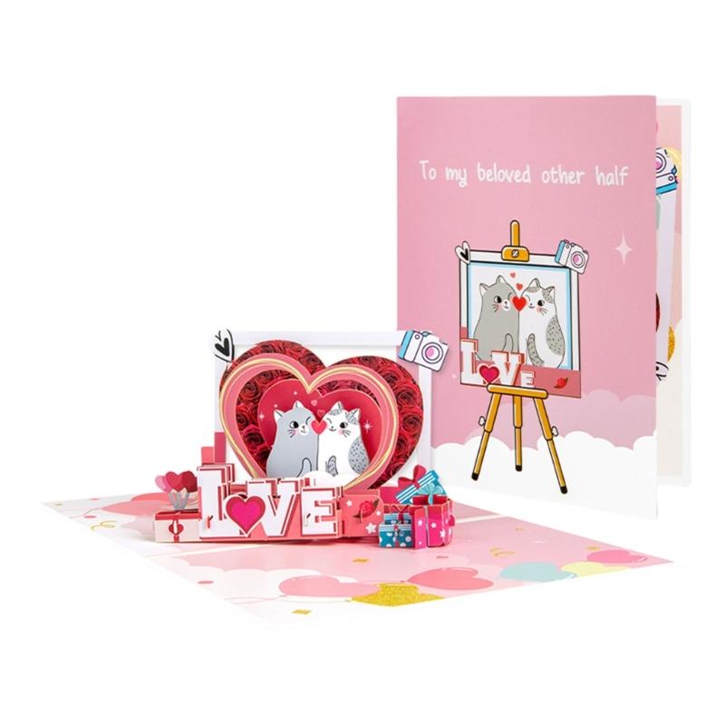3D Popup Picture Frame Animal Card Handmade Greeting Card with Envelope for Valentine s Day Anniversary Gift for Wife