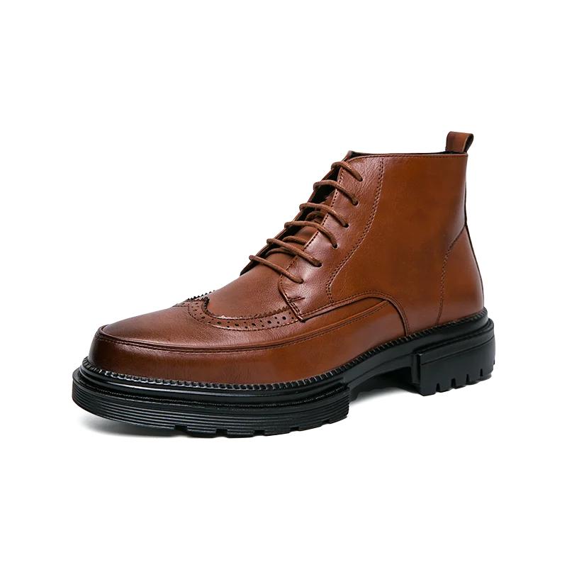 Fashion Trend Men's Boots Black Sneakers Outdoor Low Top Combat Boots Punk Shoes Men's Casual Leather Street Style Ankle Boots Men MO-25