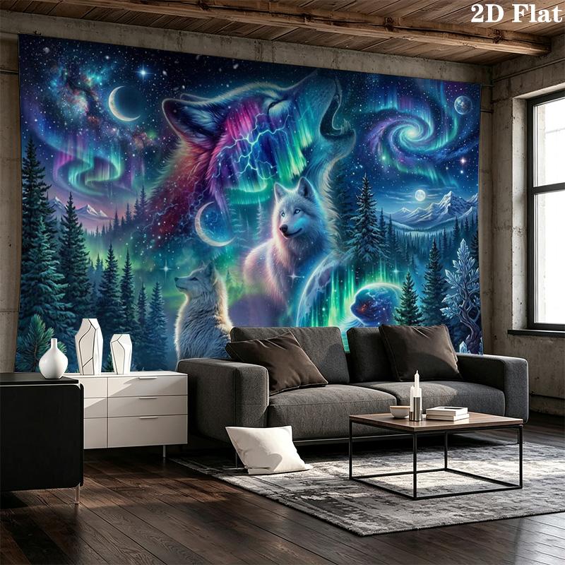 Wolf Art Wall Tapestry Aesthetic Wall Hanging Printed Fabric Blanket Decorative Tapestries for Bedroom Living Room Home Decor