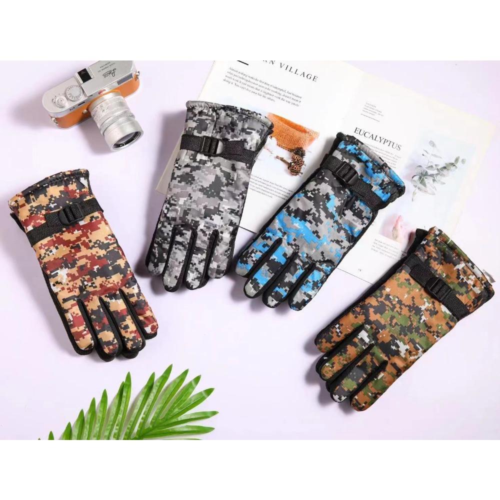 Winter camouflage thickened velvet cold-proof, warm and non-slip men's and women's gloves