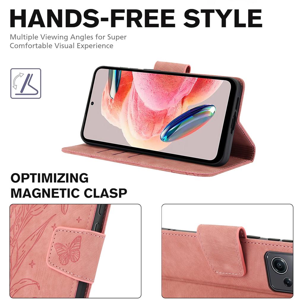 SY-001 For Xiaomi Poco C75 4G/Redmi 14R 5G/14C 4G Case Flower Butterfly Leather Wallet Phone Cover with Hand Strap