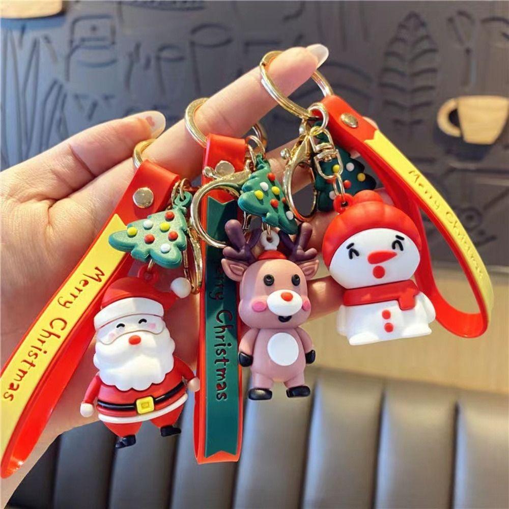 Decoration Small Pendant Santa  Key Fob Christmas Keychain Bag Charm Key Chain Car Key Ring