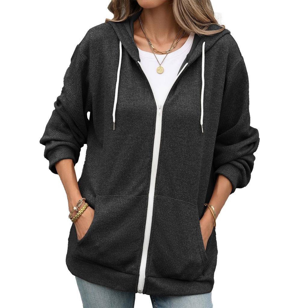 Giacca Casual da Donna con Cappuccio, Maniche Lunghe, Vestibilità Larga e Tasche