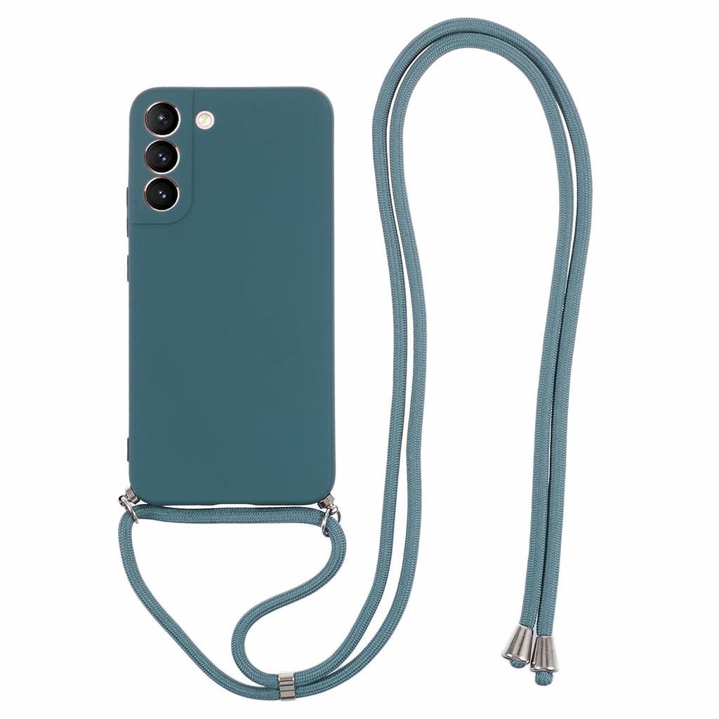 For Samsung Galaxy S21 4G/5G Case Rubberized Fiber Lining Cover with Long Lanyard